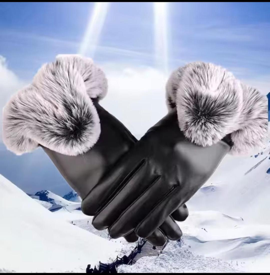 2 Pcs Leather Plain Leather Gloves 1