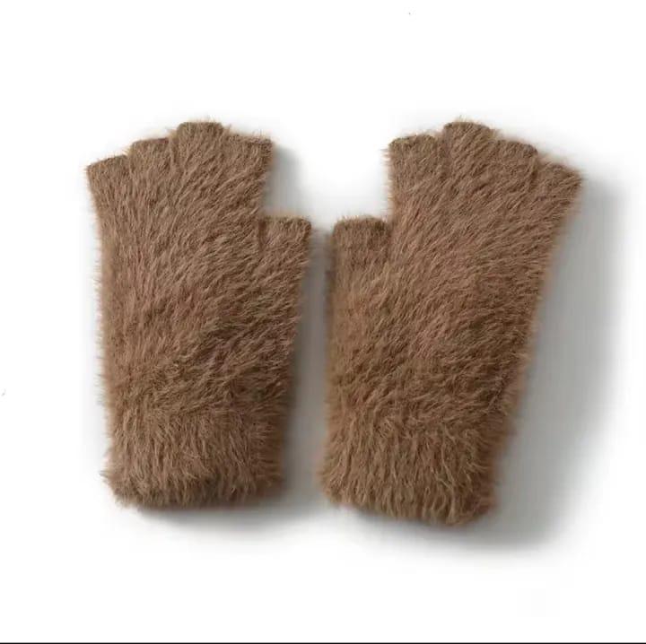 2 Pcs Wool Plain Fingerless Gloves 1