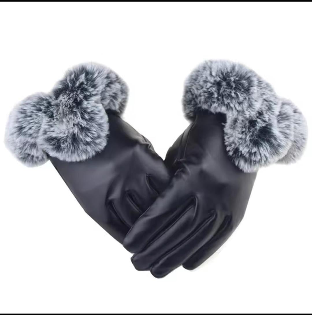 2 Pcs Leather Plain Leather Gloves 1
