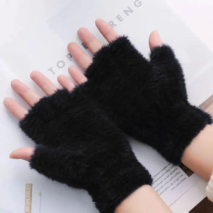 2 Pcs Wool Plain Fingerless Gloves 1
