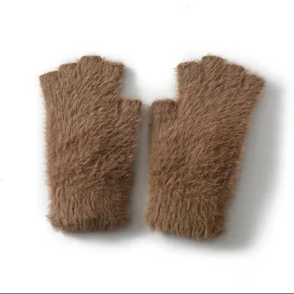 2 Pcs Wool Plain Fingerless Gloves 1