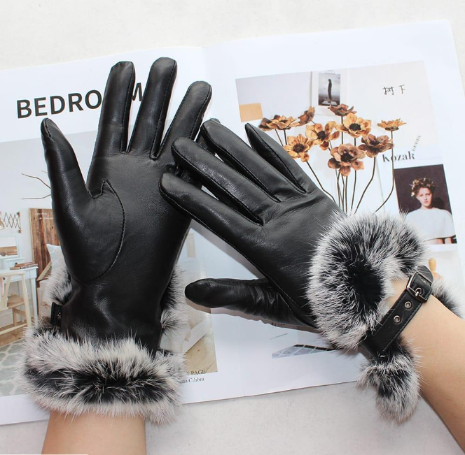 2 Pcs Leather Plain Leather Gloves 1