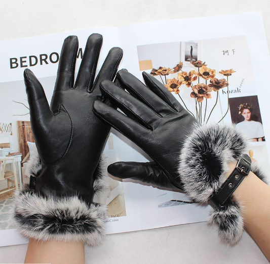 2 Pcs Leather Plain Leather Gloves 1