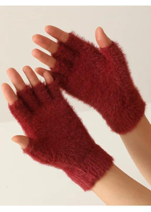 2 Pcs Wool Plain Fingerless Gloves 1