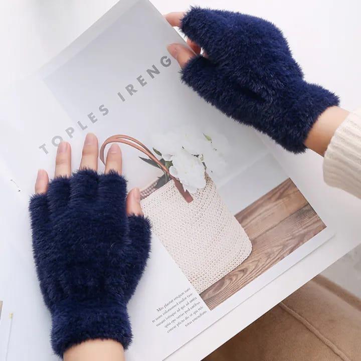 2 Pcs Wool Plain Fingerless Gloves 1