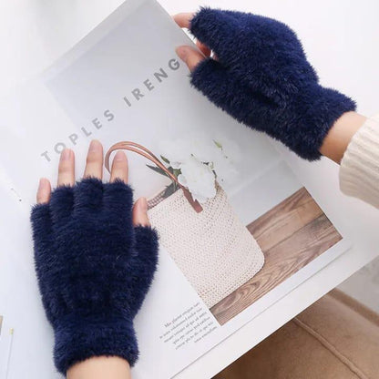 2 Pcs Wool Plain Fingerless Gloves 1