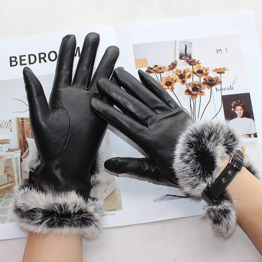 2 Pcs Leather Plain Leather Gloves 1