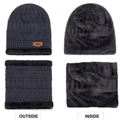 2 Pcs Wool Textured Beanie And Neck